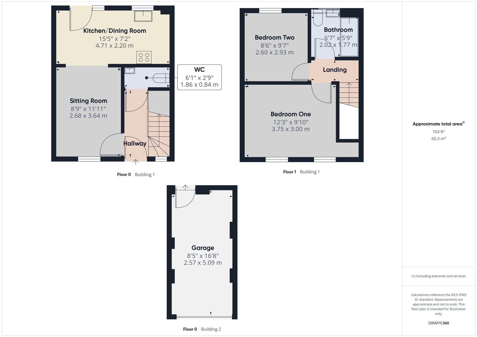 Floorplan of 2 bedroom Mid Terrace House for sale, Blackberry Way, Midsomer Norton, Somerset, BA3
