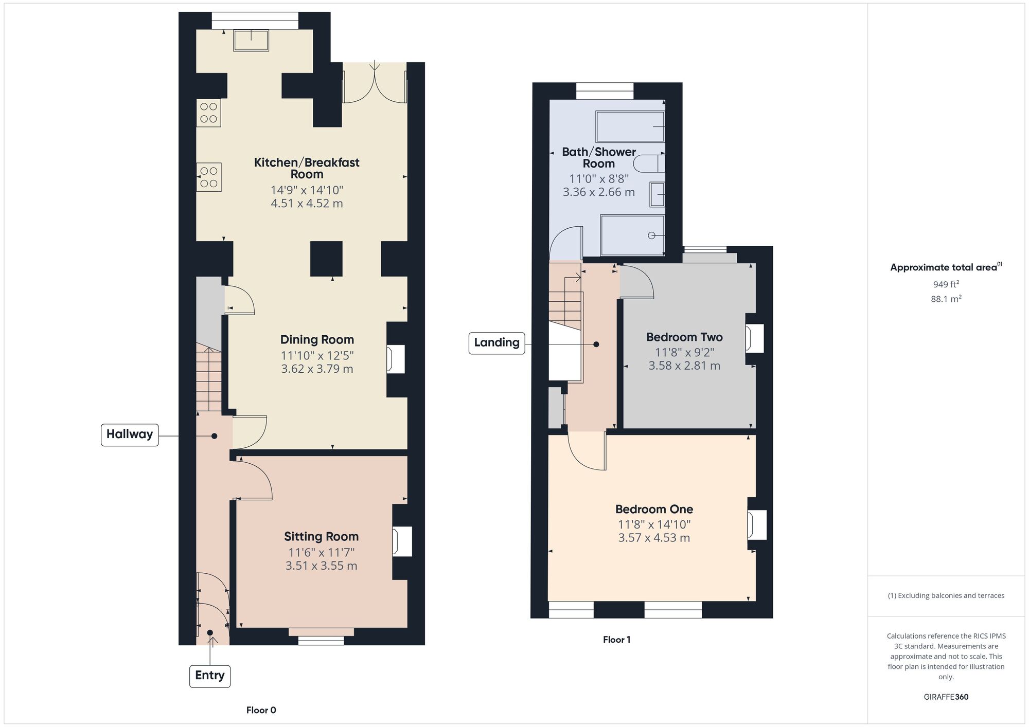 Floorplan of 2 bedroom Mid Terrace House to rent, Clevedon Road, Midsomer Norton, Somerset, BA3