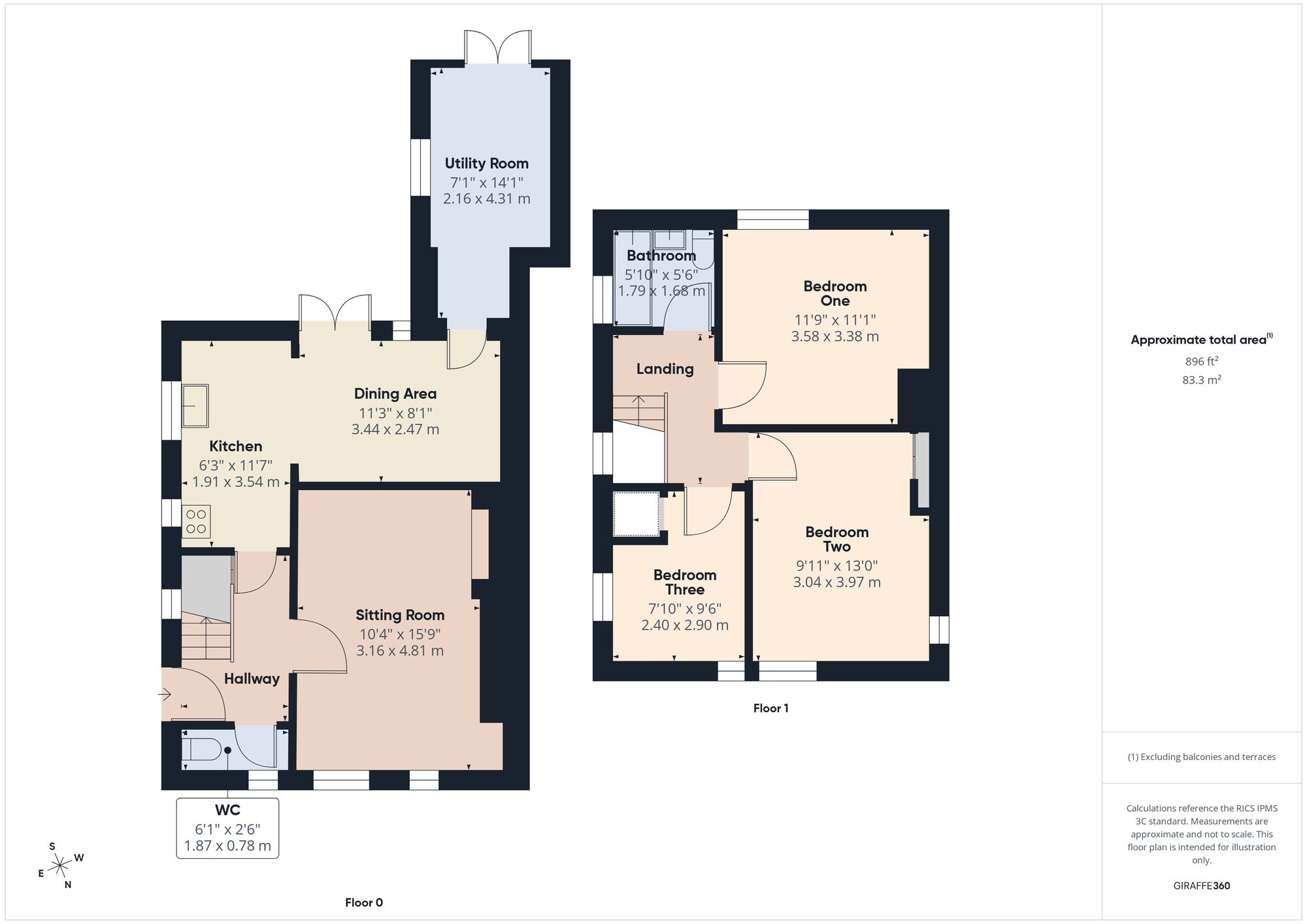 Floorplan of 3 bedroom End Terrace House for sale, Frederick Avenue, Peasedown St. John, Somerset, BA2