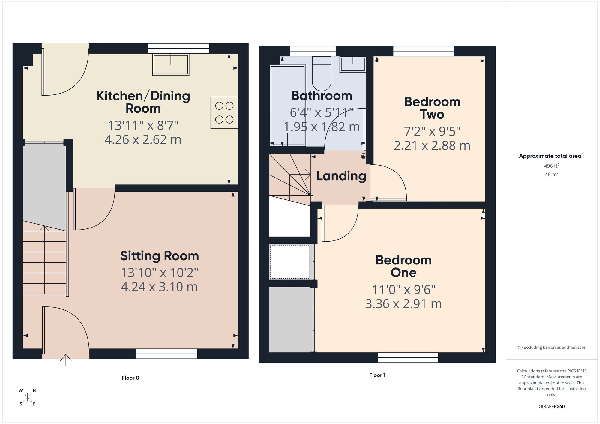 Floorplan of 2 bedroom End Terrace House for sale, Millennium Close, Stoke St. Michael, Somerset, BA3