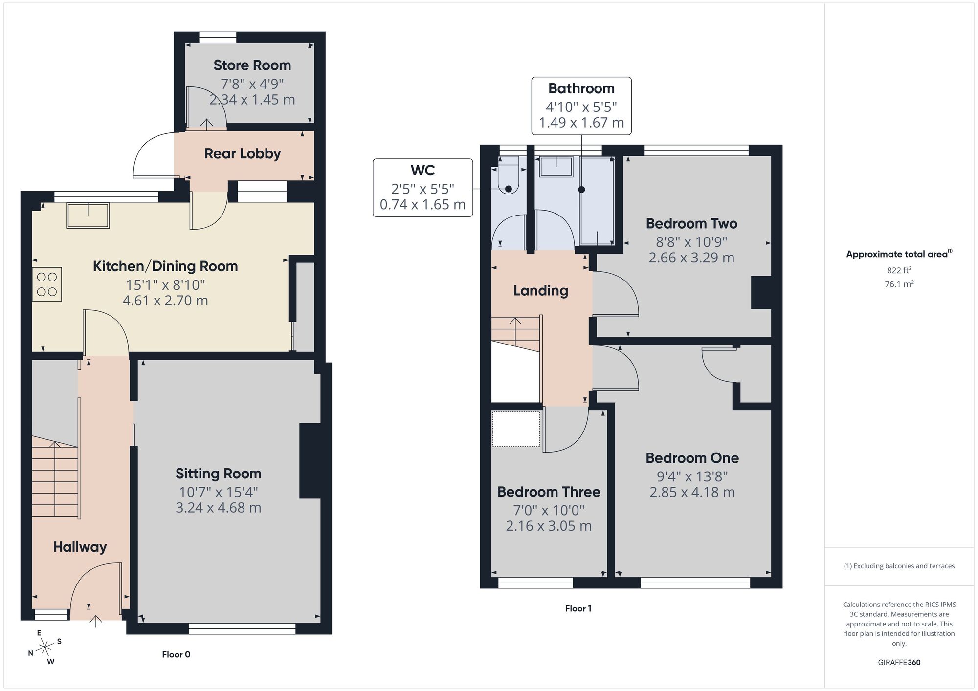 Floorplan of 3 bedroom Mid Terrace House to rent, Woodview, Chilcompton, Somerset, BA3