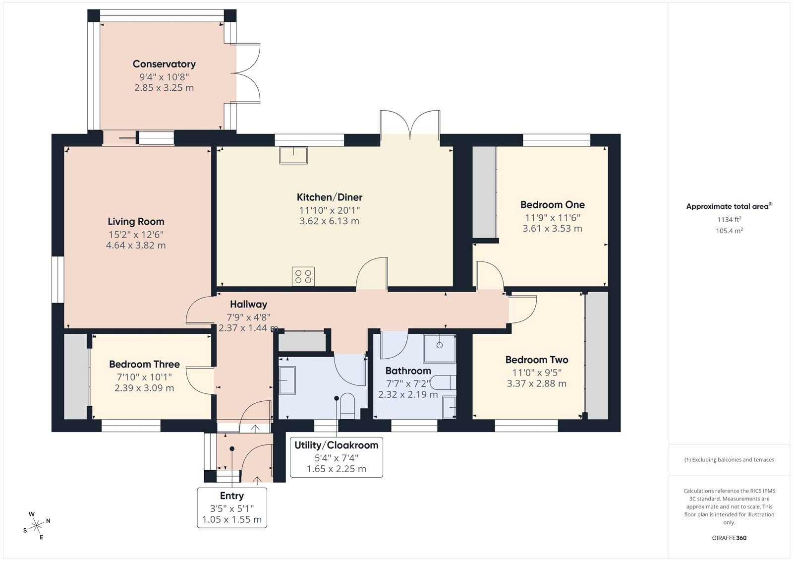 Floorplan of 3 bedroom Detached Bungalow for sale, Sunridge Close, Midsomer Norton, Somerset, BA3