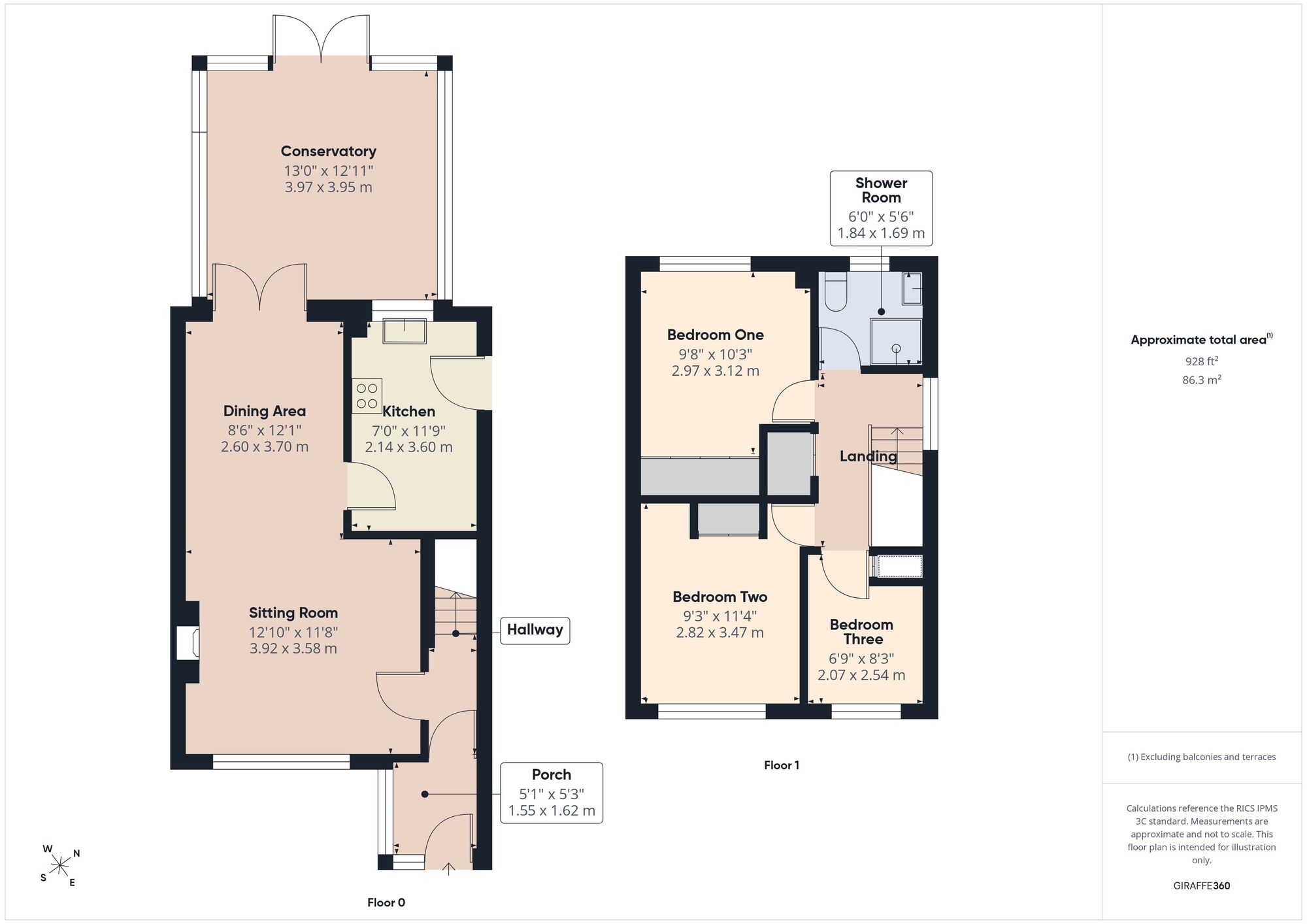 Floorplan of 3 bedroom Semi Detached House for sale, Longfellow Road, Westfield, Somerset, BA3