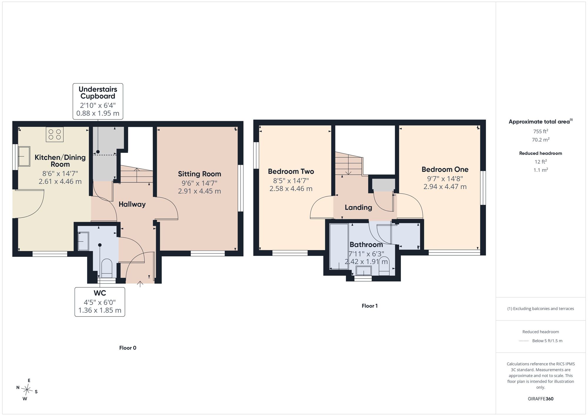 Floorplan of 2 bedroom End Terrace House for sale, Brookside Drive, Farmborough, Somerset, BA2
