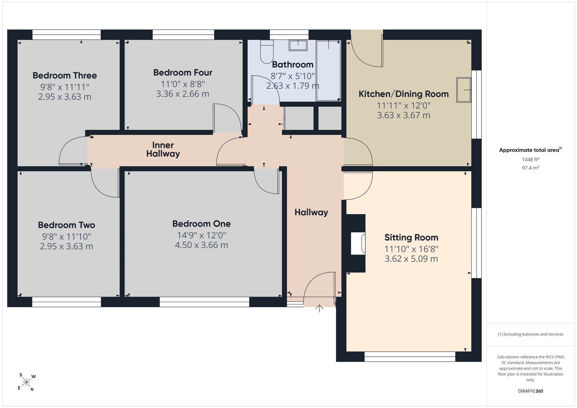 Floorplan of 4 bedroom Detached Bungalow for sale, Fosseway, Clandown, Somerset, BA3
