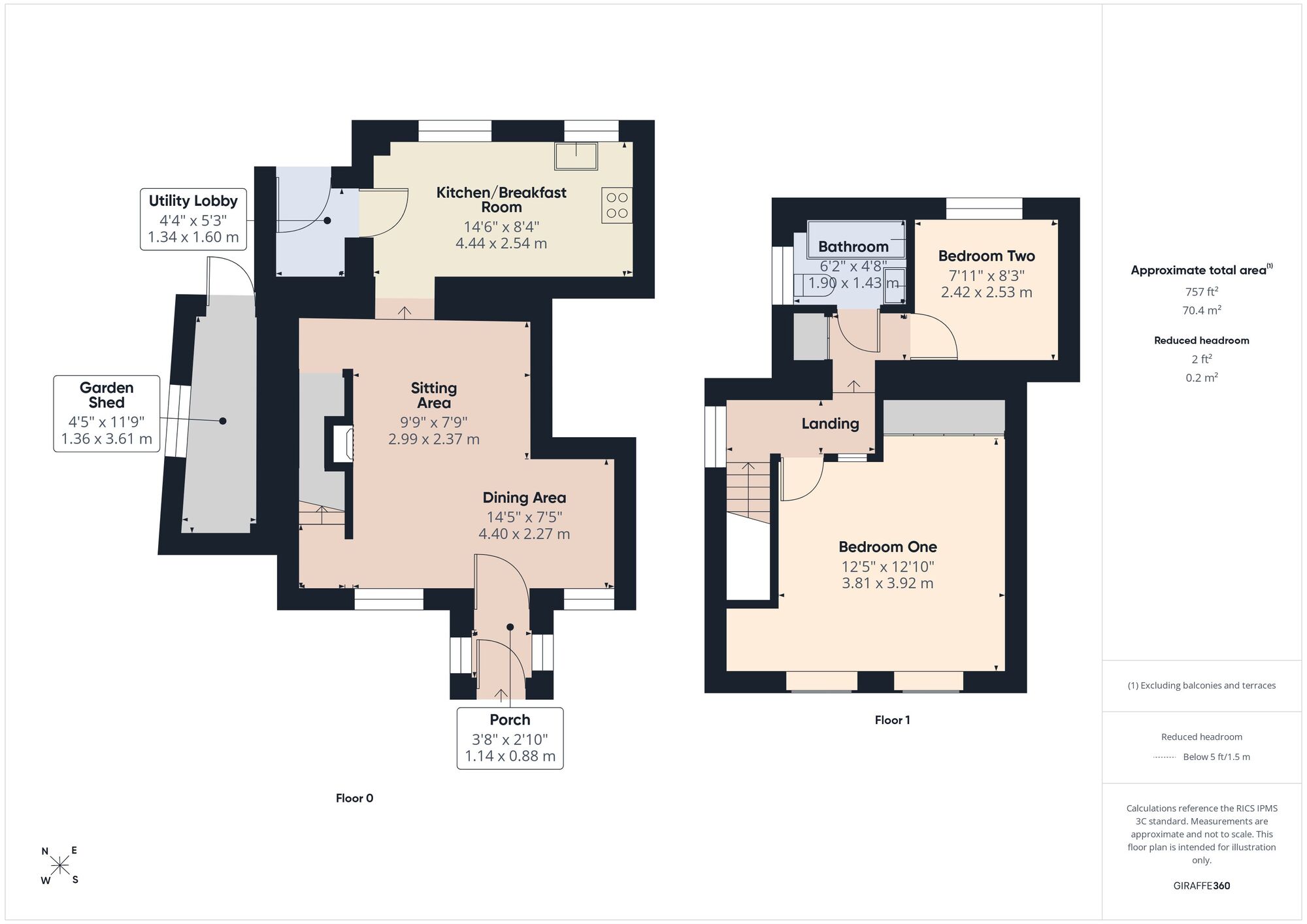 Floorplan of 2 bedroom End Terrace House for sale, The Pitching, Chilcompton, Somerset, BA3