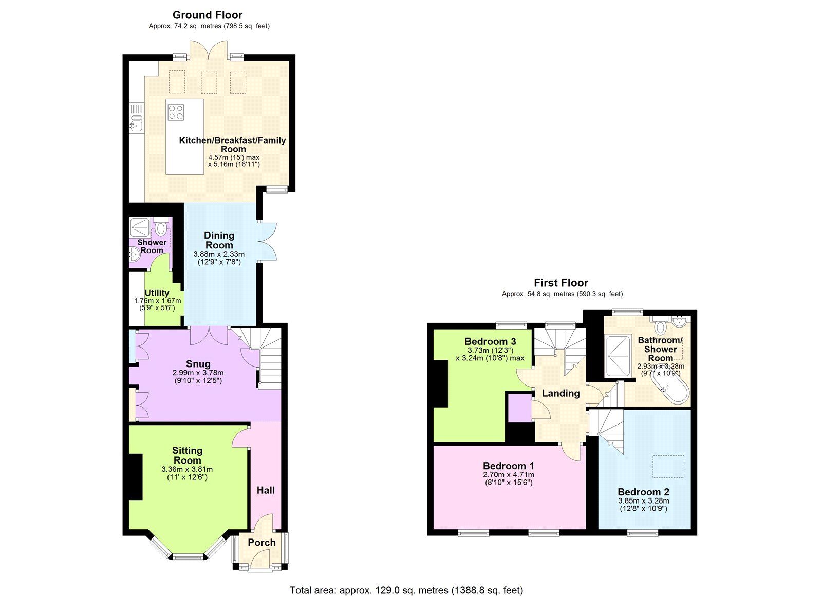 Floorplan of 3 bedroom Semi Detached House for sale, Redfield Road, Midsomer Norton, Somerset, BA3