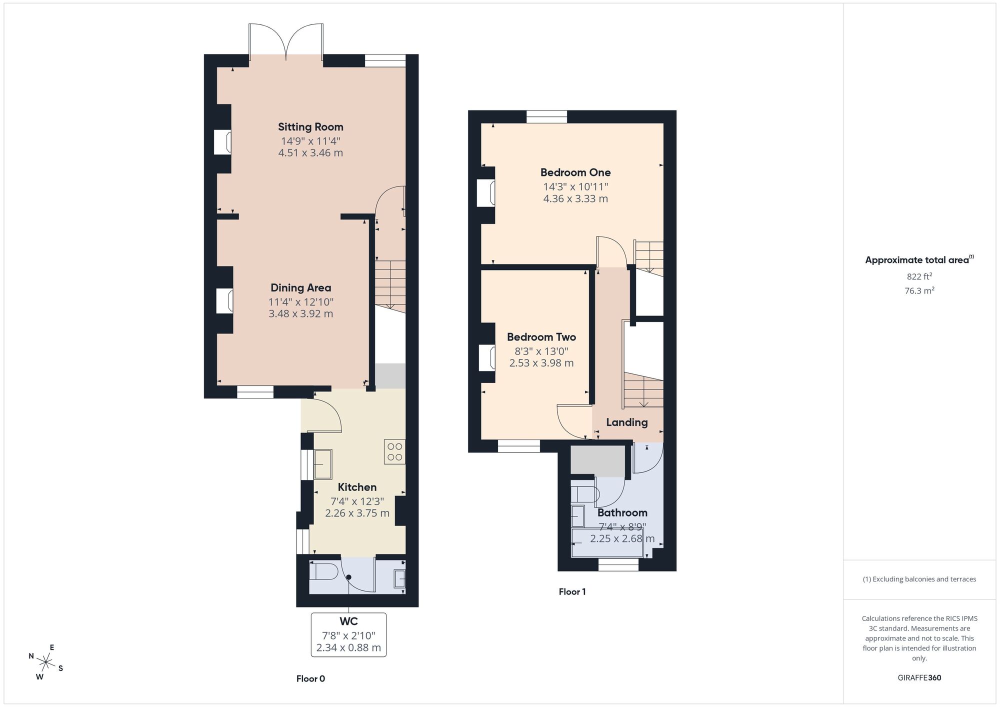 Floorplan of 2 bedroom Mid Terrace House for sale, Hillside View, Peasedown St. John, Somerset, BA2