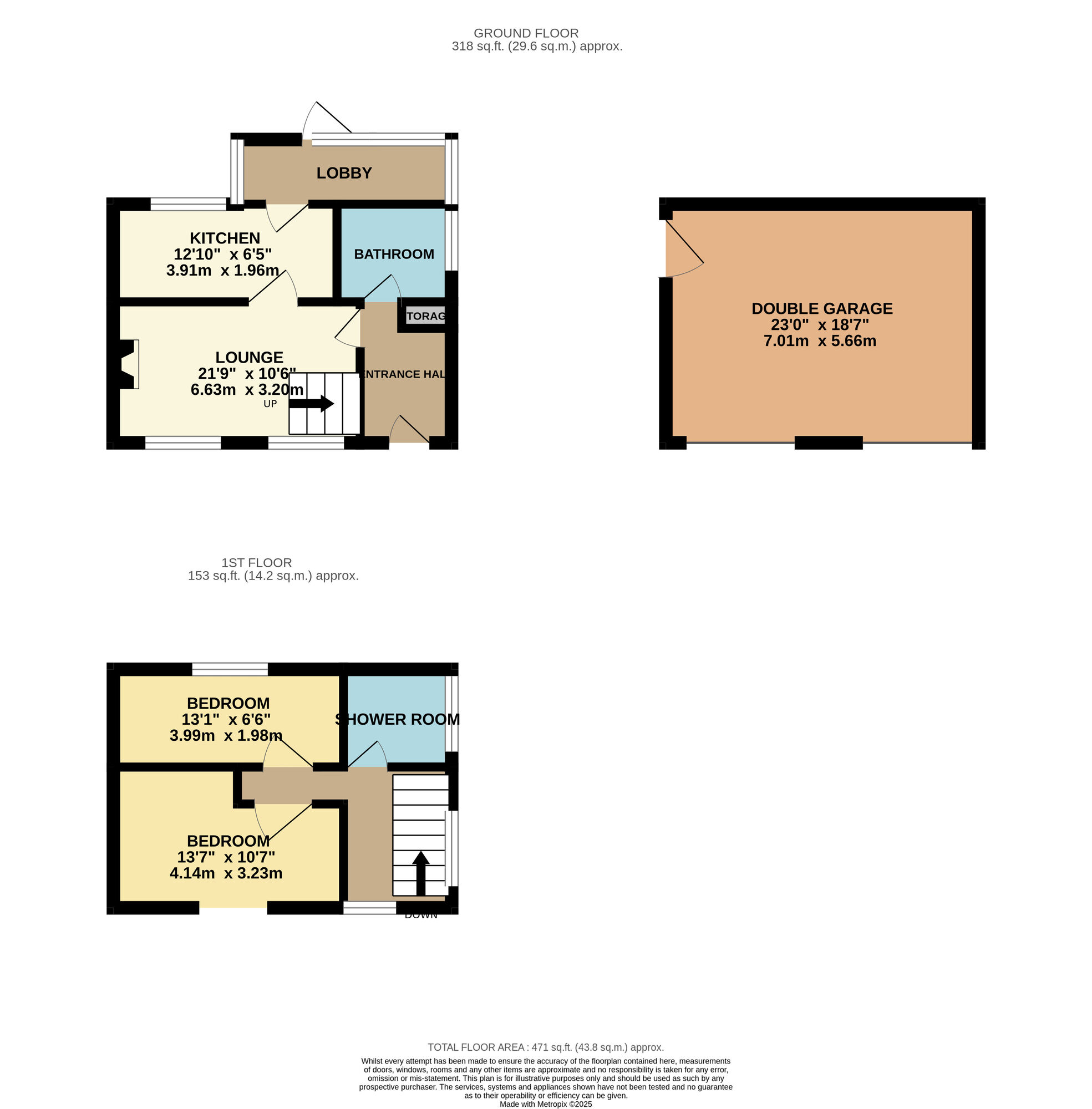 Floorplan of 2 bedroom Semi Detached Property for sale, Forkes Cottages, Common Lane, Norwich, Norfolk, NR7