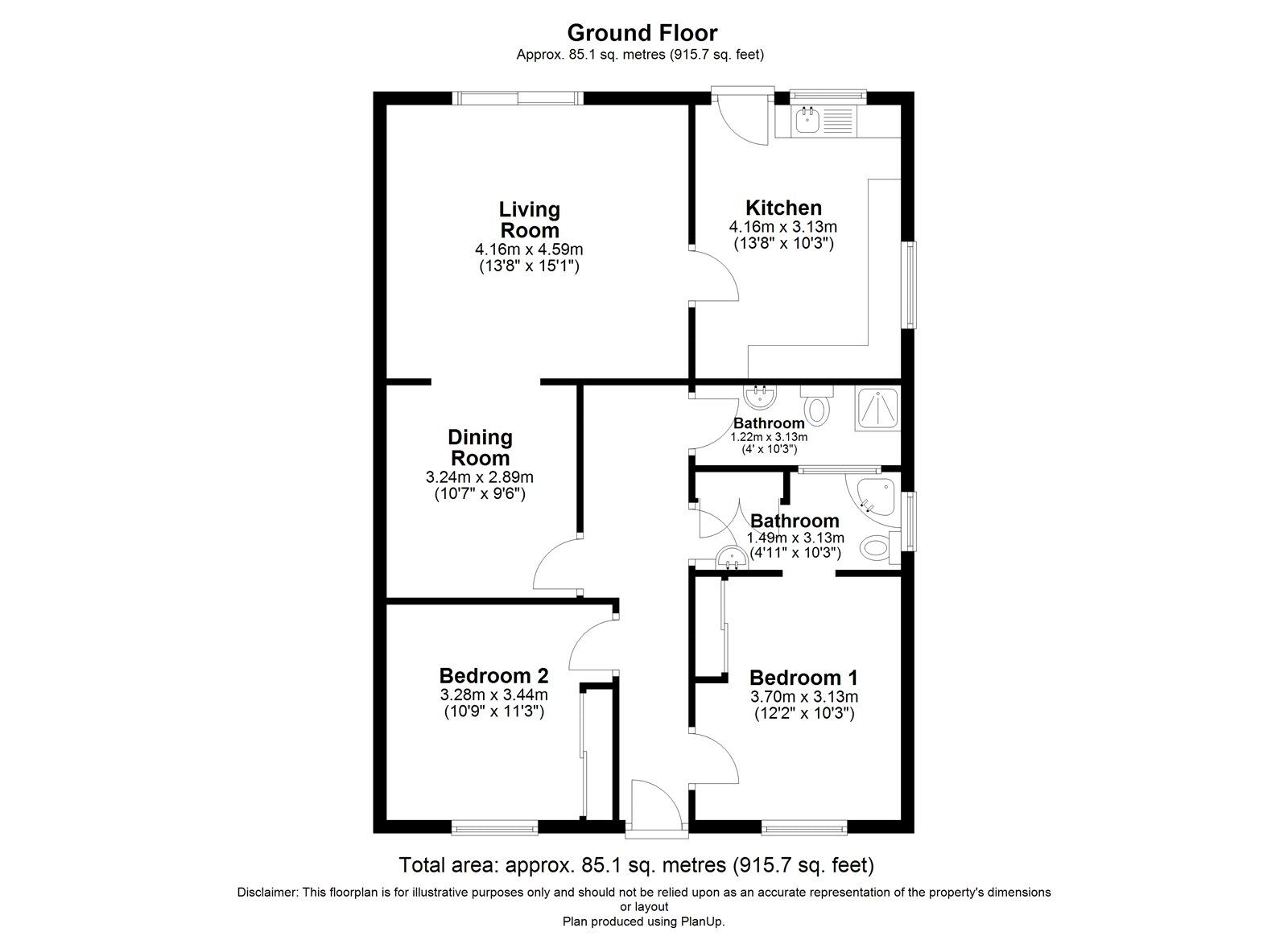 Floorplan of 2 bedroom Semi Detached Bungalow for sale, Greenborough Road, Norwich, Norfolk, NR7