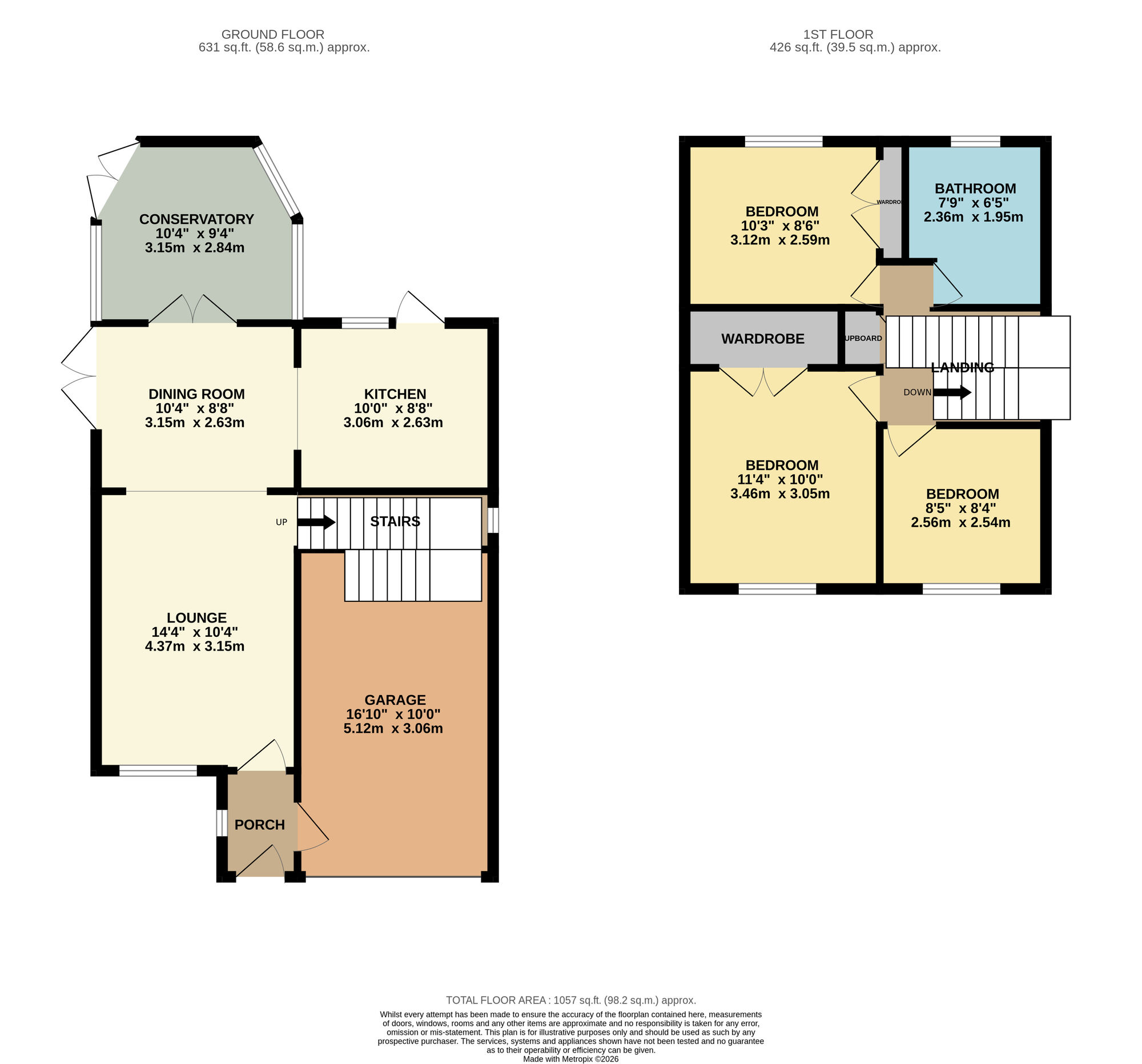 Floorplan of 3 bedroom Detached House for sale, Cavalier Close, Norwich, Norfolk, NR7