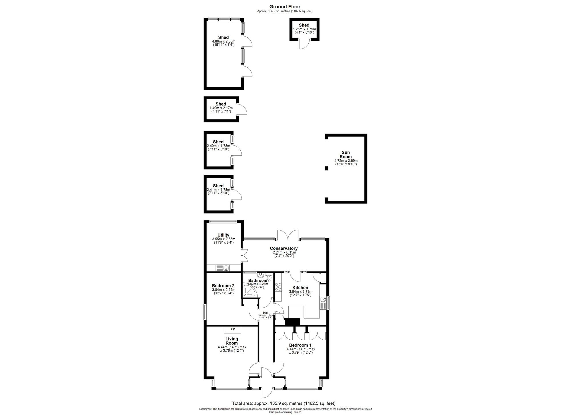 Floorplan of 2 bedroom Detached Bungalow for sale, Harvey Close, Norwich, Norfolk, NR7
