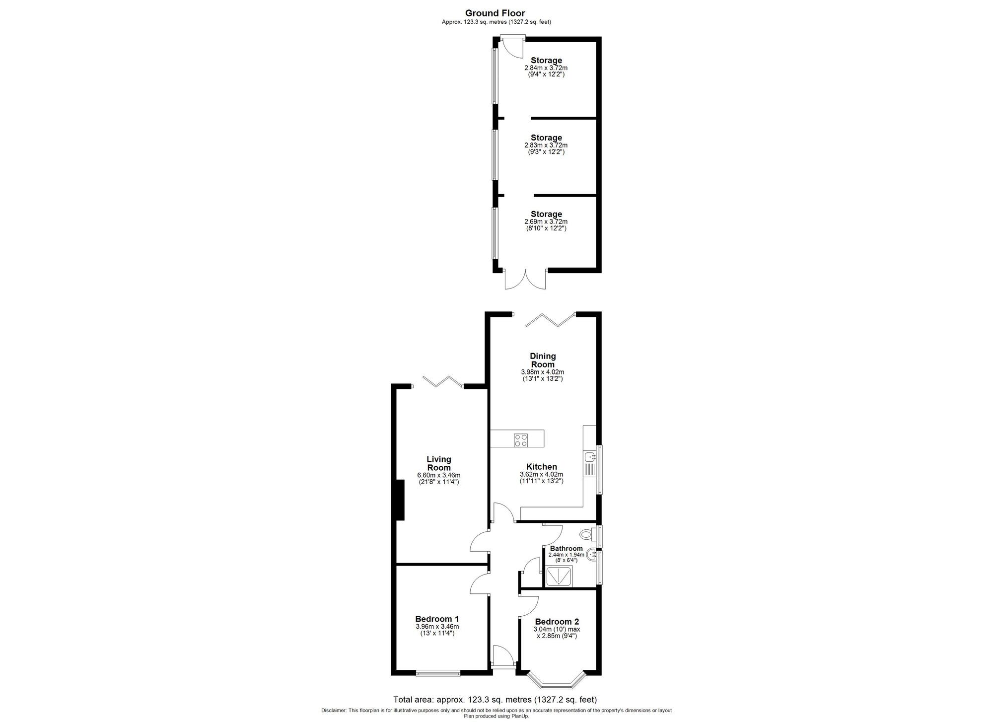 Floorplan of 2 bedroom Semi Detached Bungalow for sale, Laundry Lane, Thorpe St. Andrew, Norfolk, NR7