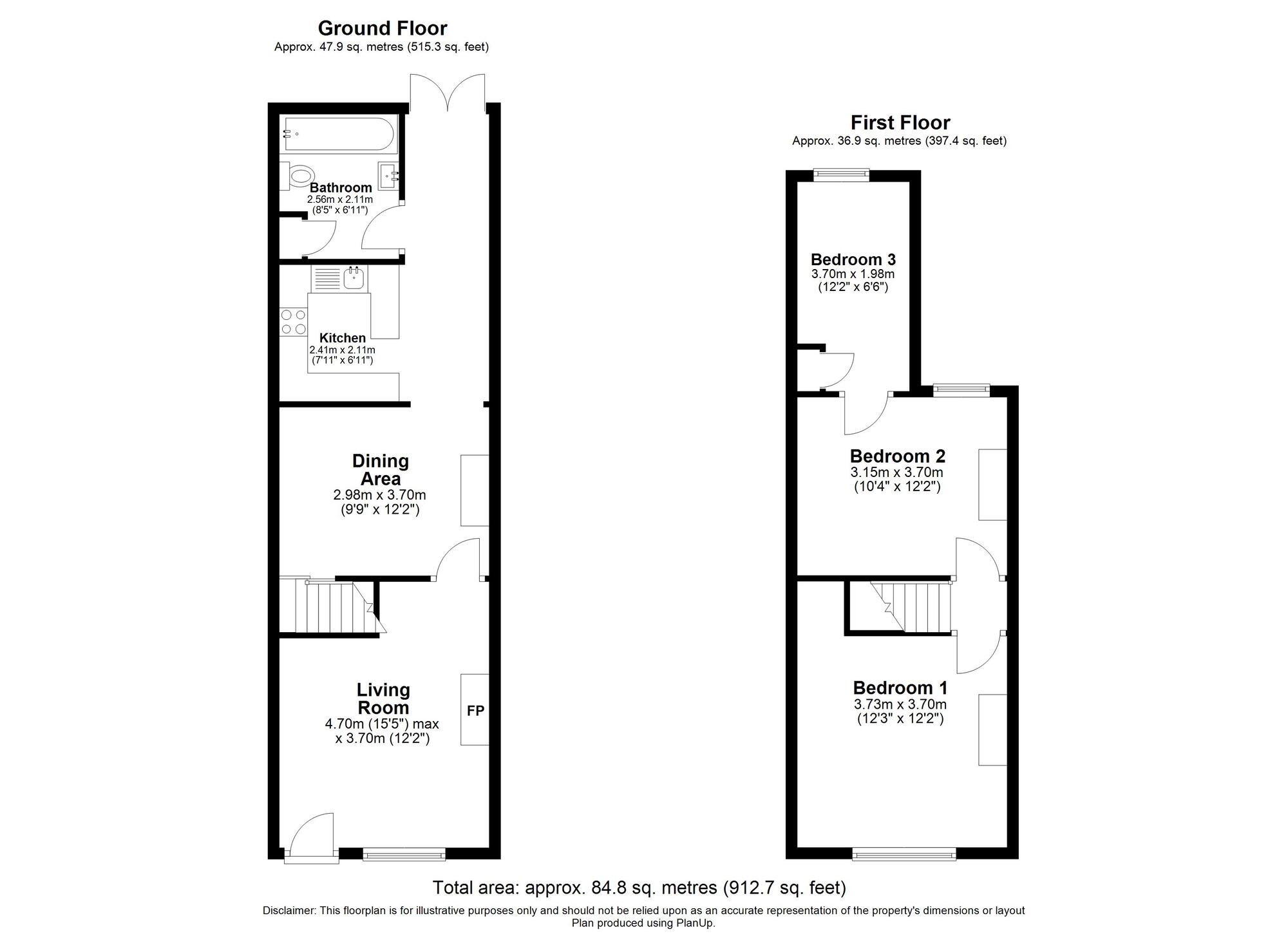 Floorplan of 3 bedroom Mid Terrace House for sale, Hughenden Road, Norwich, Norfolk, NR1