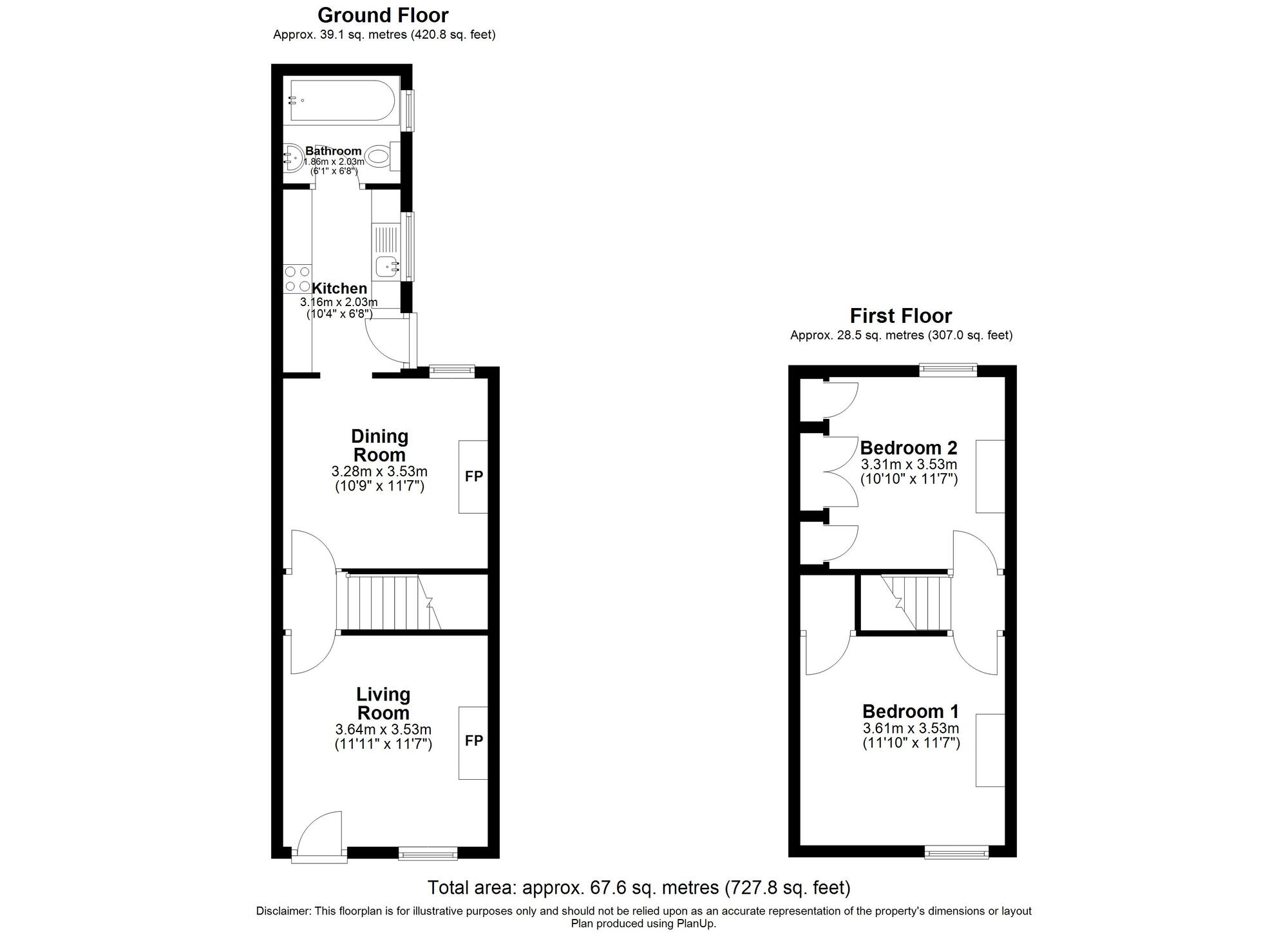 Floorplan of 2 bedroom End Terrace House for sale, Alexandra Road, Norwich, Norfolk, NR2