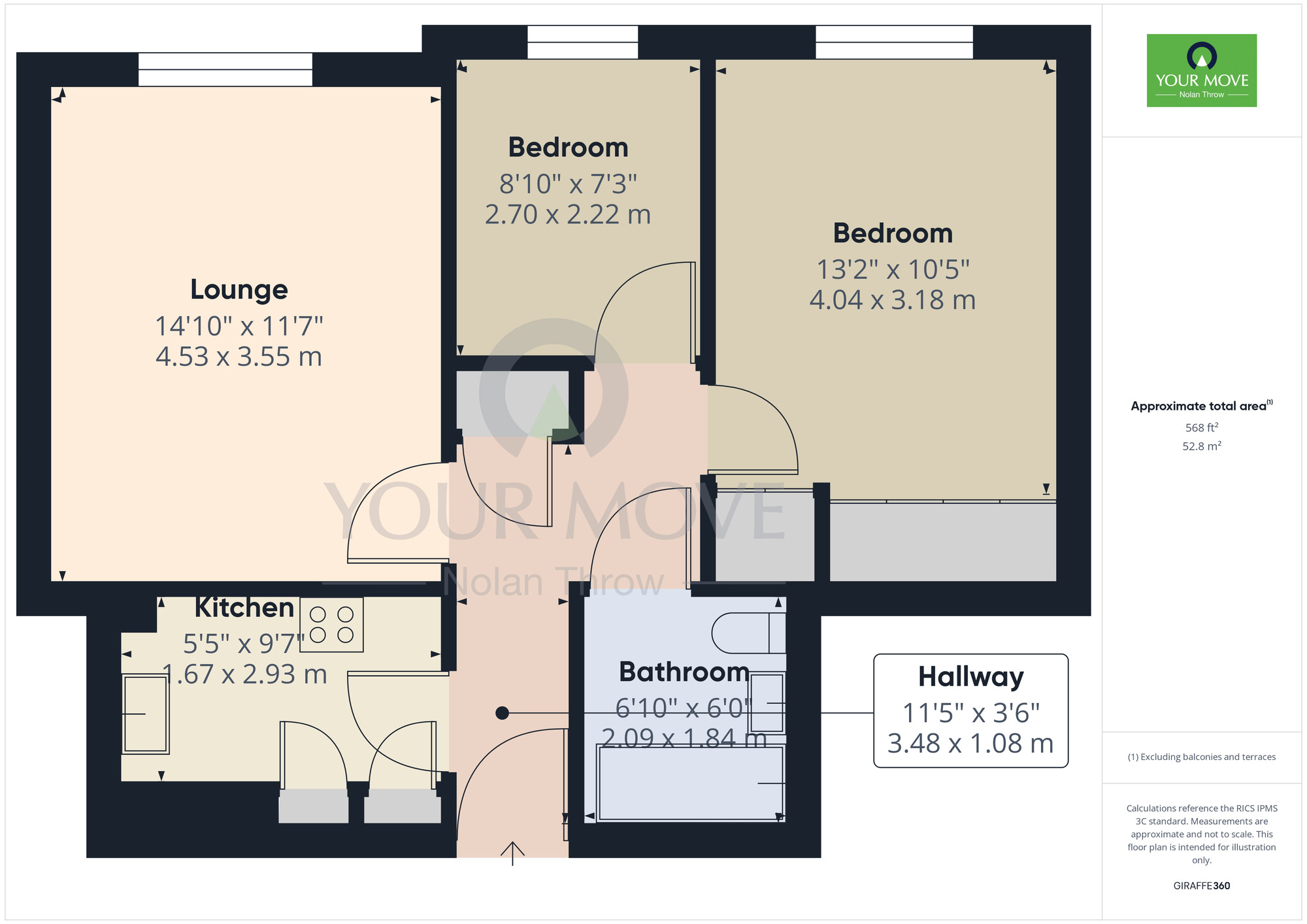 Floorplan of 2 bedroom  Flat to rent, West Cotton Close, Northampton, NN4