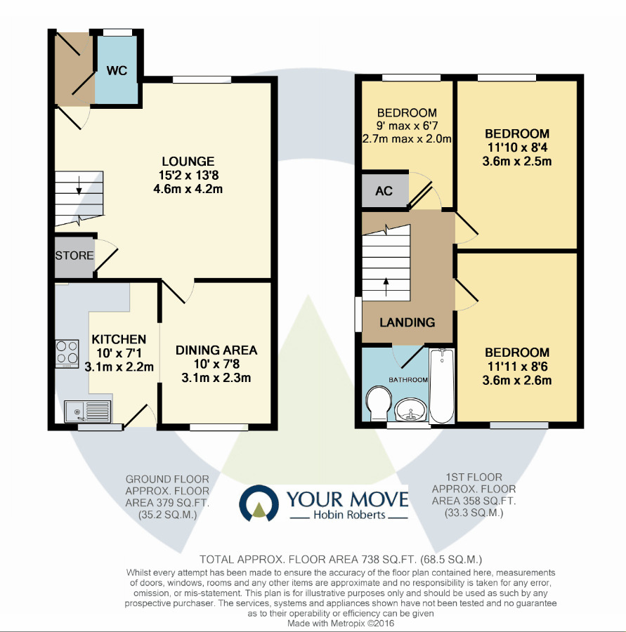 Floorplan of 3 bedroom Semi Detached House to rent, Harcourt Way, Northampton, NN4
