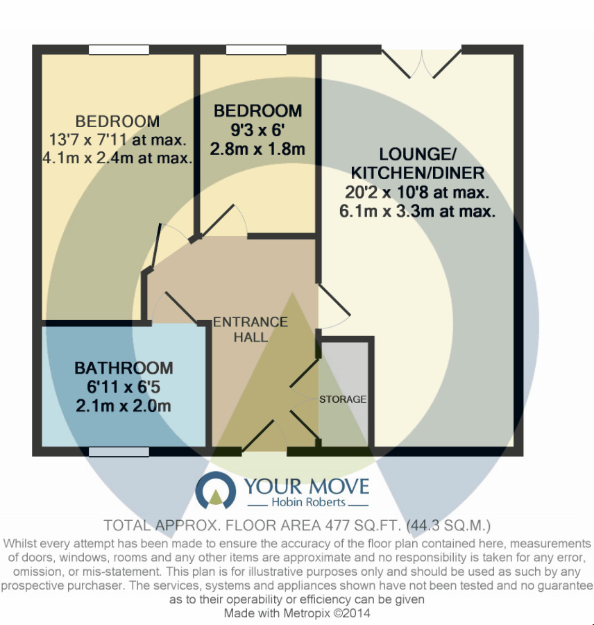 Floorplan of 2 bedroom Flat to rent, Robinson Way, Wootton, Northampton, NN4