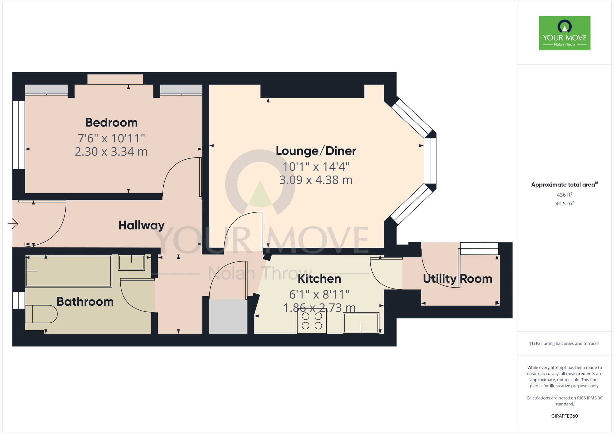 Floorplan of 1 bedroom  Flat to rent, Watkin Terrace, The Mounts, Northampton, NN1