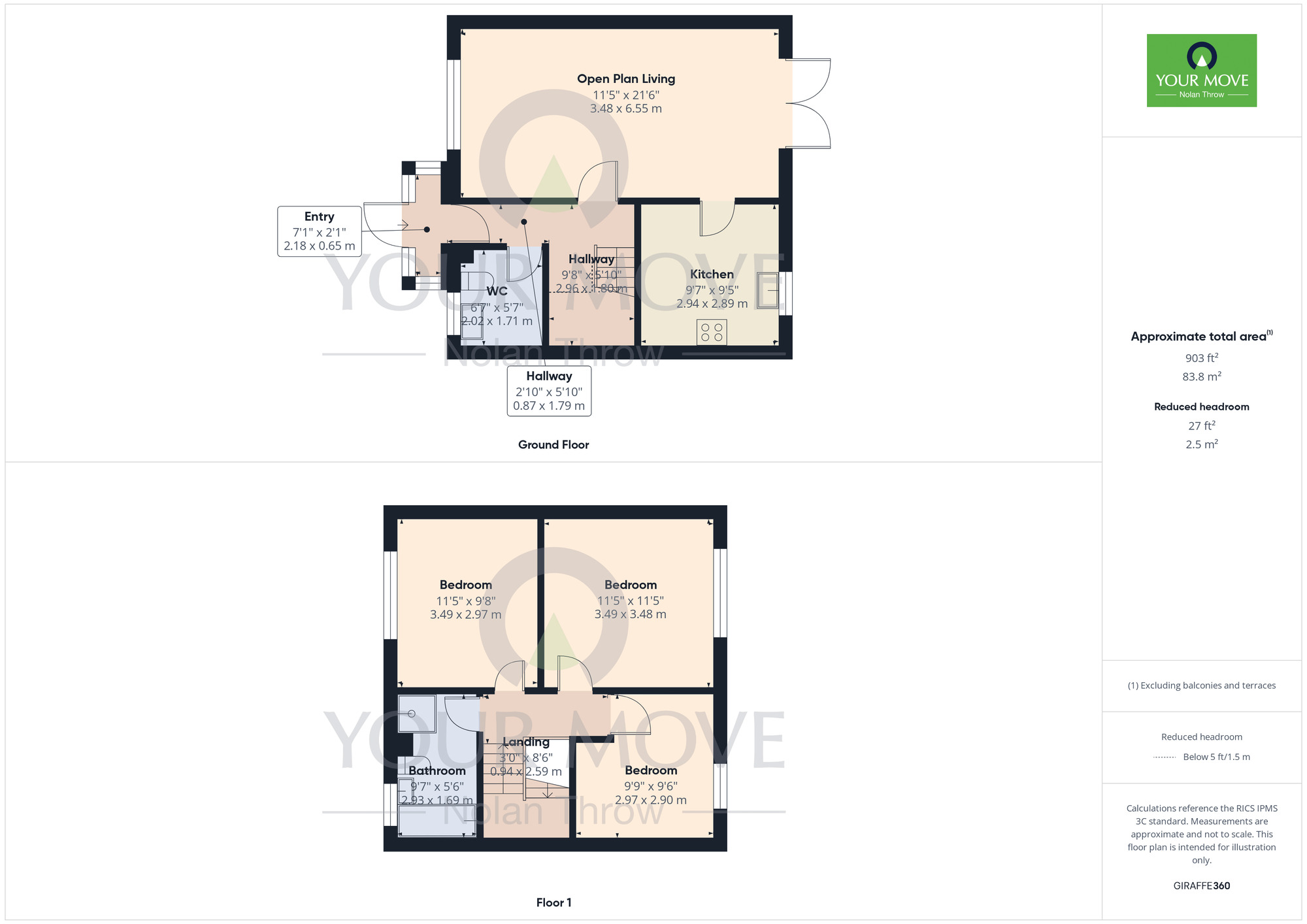Floorplan of 3 bedroom End Terrace House to rent, Talan Rise, Overstone Lodge, Northampton, NN3