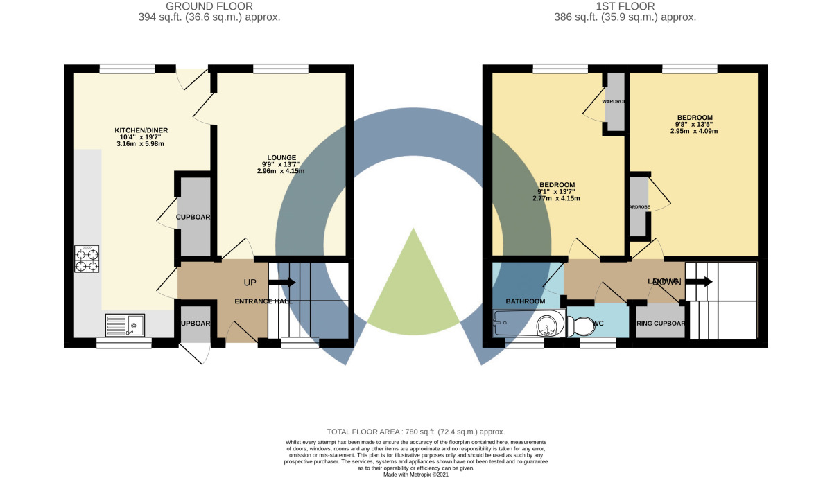 Floorplan of 2 bedroom Mid Terrace House to rent, Yarwell Square, Camp Hill, Northampton, NN4