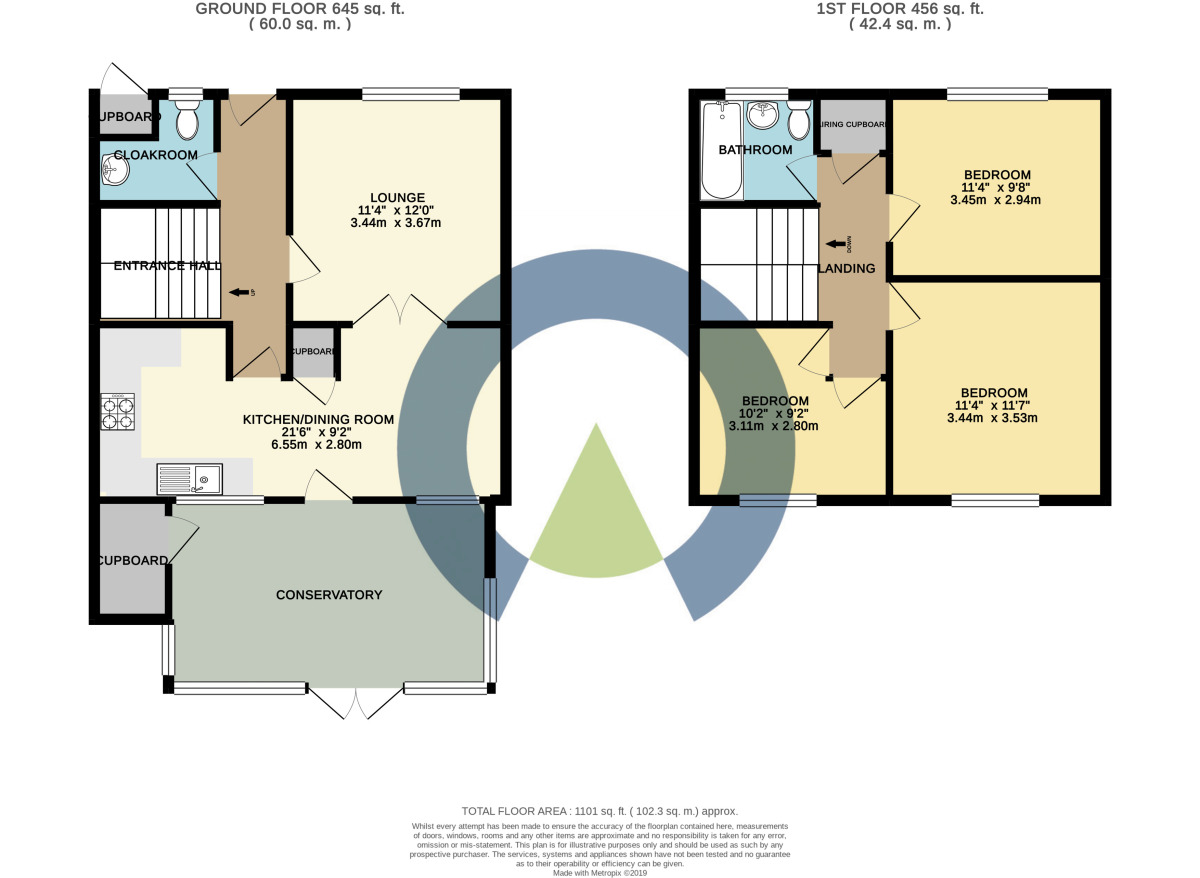 Floorplan of 3 bedroom Mid Terrace House to rent, Normead Square, Ecton Brook, Northampton, NN3