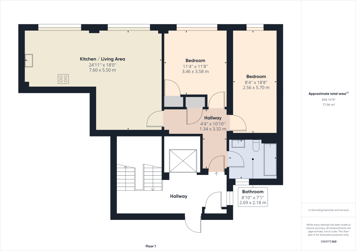 Floorplan of 2 bedroom Flat to rent, Great Russell Street, Northampton, NN1