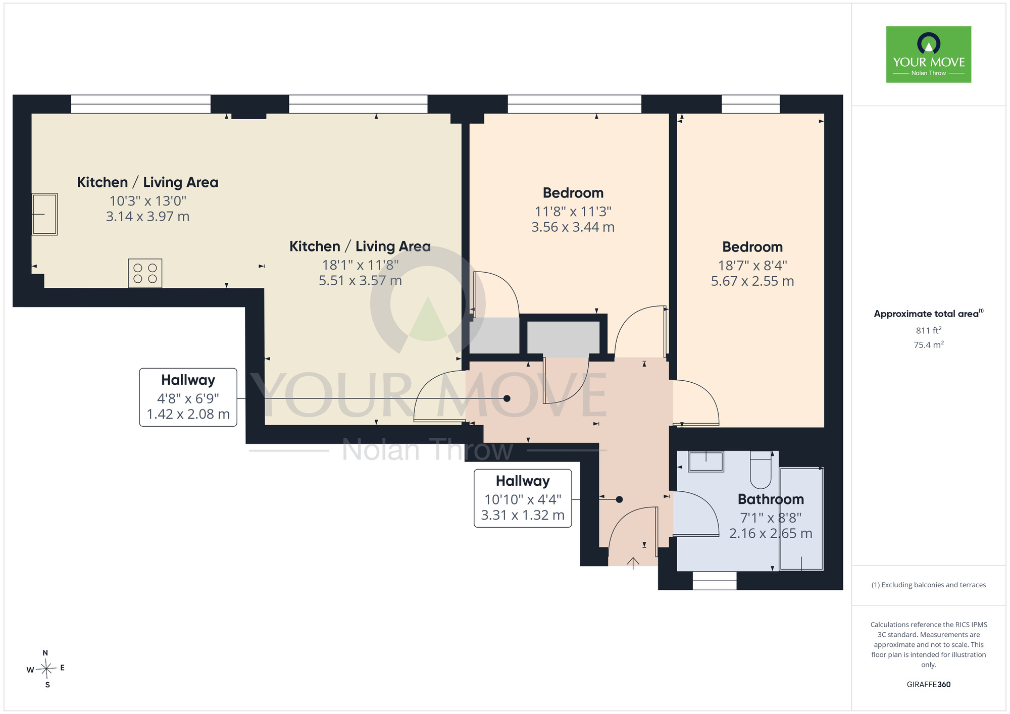 Floorplan of 2 bedroom Flat to rent, Great Russell Street, Northampton, NN1