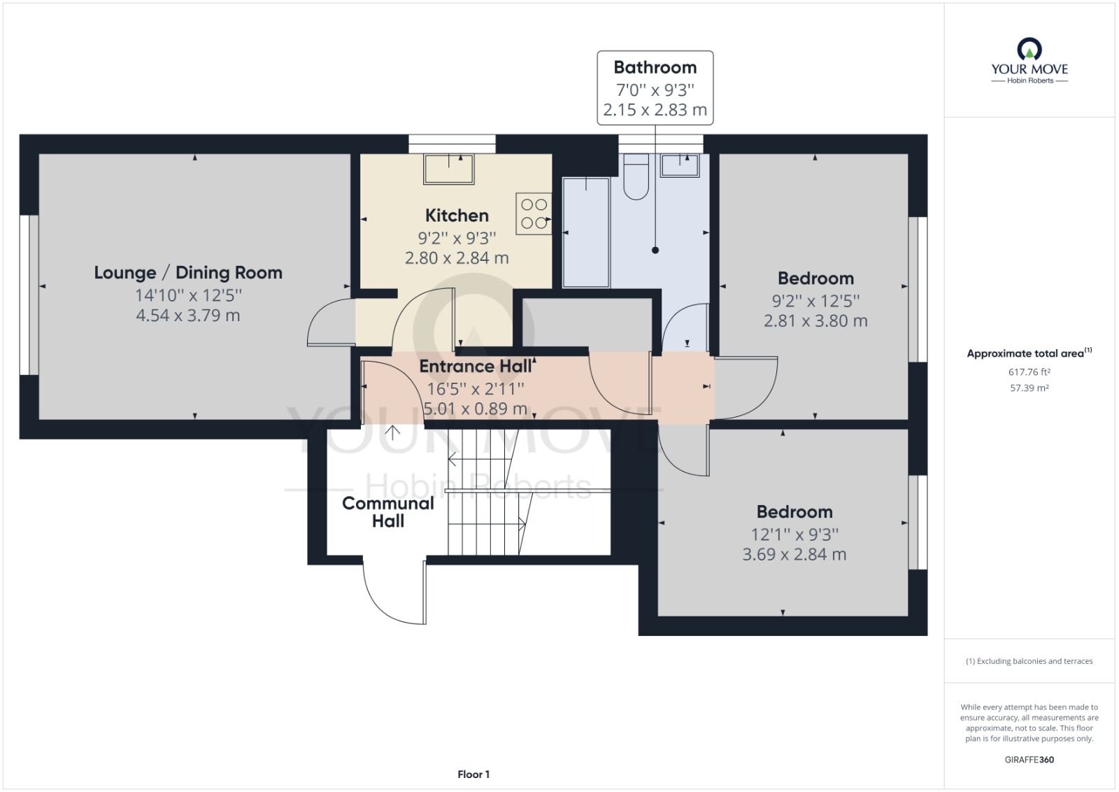 Floorplan of 2 bedroom Flat to rent, Delapre Court, London Road, Northamptonshire, NN4