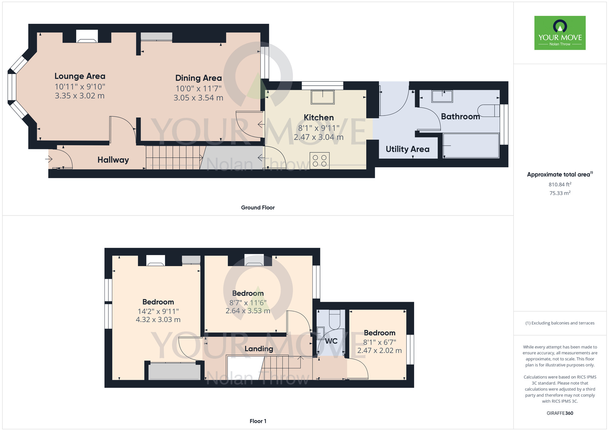Floorplan of 3 bedroom Mid Terrace House for sale, Rothersthorpe Road, Far Cotton, Northampton, NN4