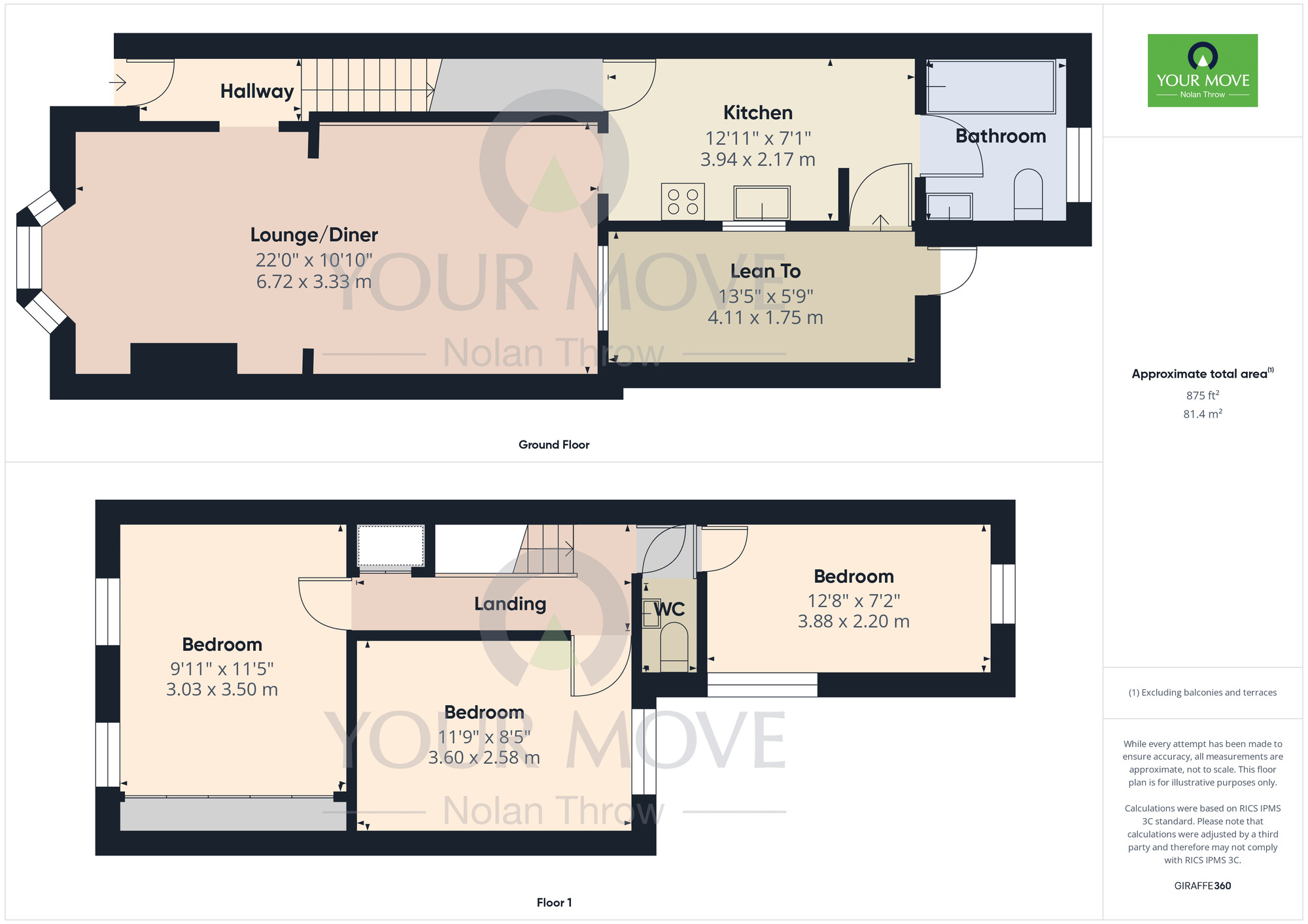 Floorplan of 3 bedroom Mid Terrace House for sale, Connaught Street, The Mounts, Northampton, NN1