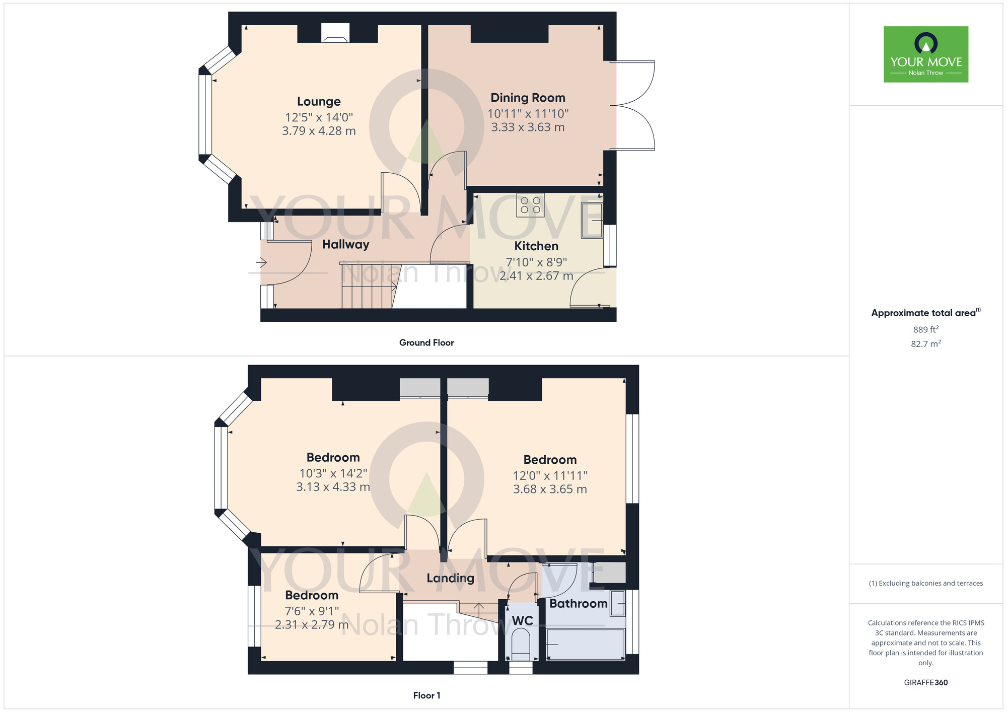 Floorplan of 3 bedroom Semi Detached House for sale, Friars Avenue, Delapre, Northampton, NN4