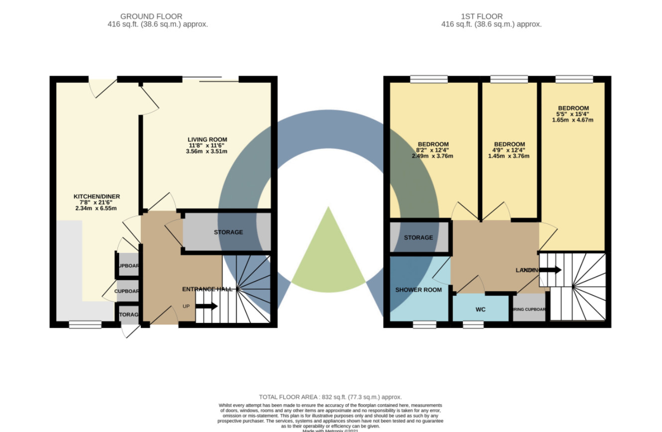 Floorplan of 3 bedroom End Terrace House for sale, Churchfield Close, Kingsthorpe, Northampton, Northamptonshire, NN2