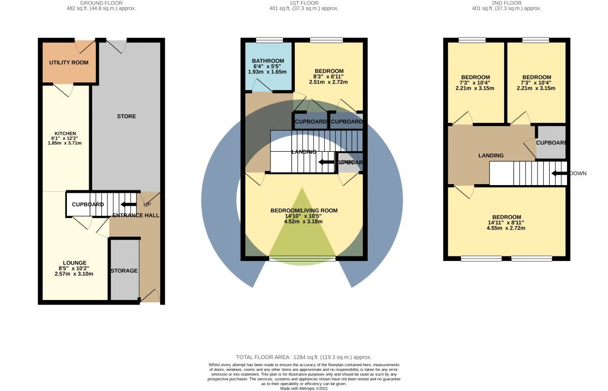 Floorplan of 4 bedroom Mid Terrace House for sale, Thorn Hill, Briar Hill, Northampton, NN4