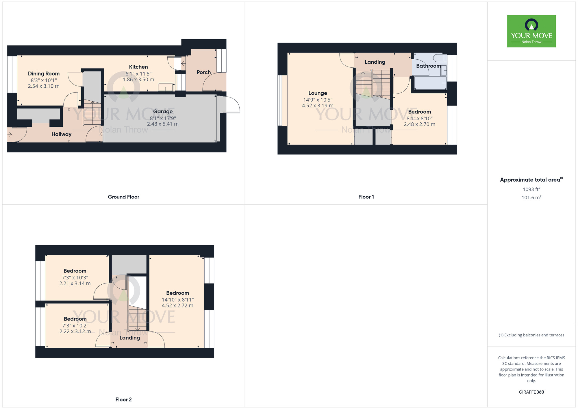 Floorplan of 4 bedroom Mid Terrace House for sale, Thorn Hill, Briar Hill, Northampton, NN4