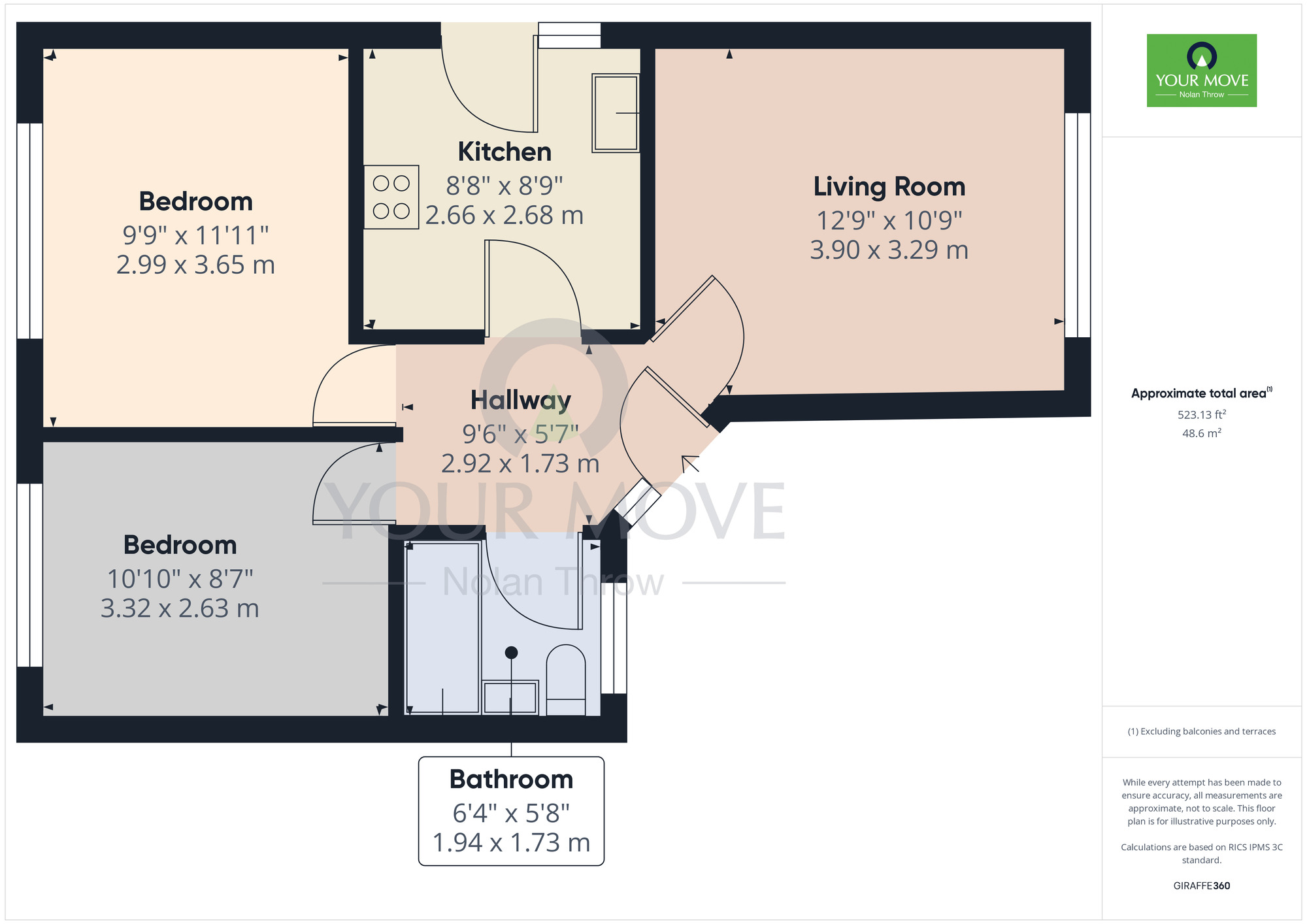 Floorplan of 2 bedroom Semi Detached Bungalow for sale, Shelley Road, Wellingborough, Northamptonshire, NN8