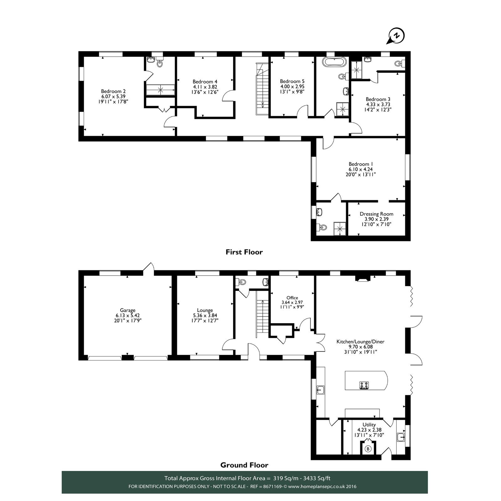 Floorplan of 5 bedroom Detached House for sale, Murcott, Long Buckby, Northamptonshire, NN6
