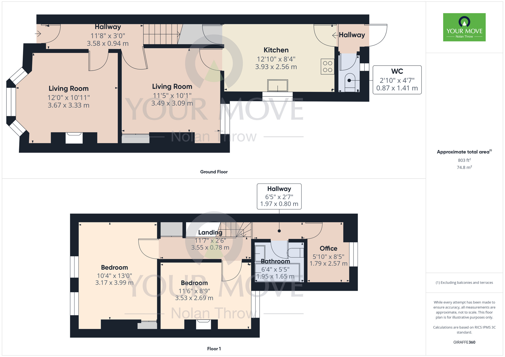 Floorplan of 3 bedroom Mid Terrace House to rent, Clarke Road, Abington, Northampton, NN1