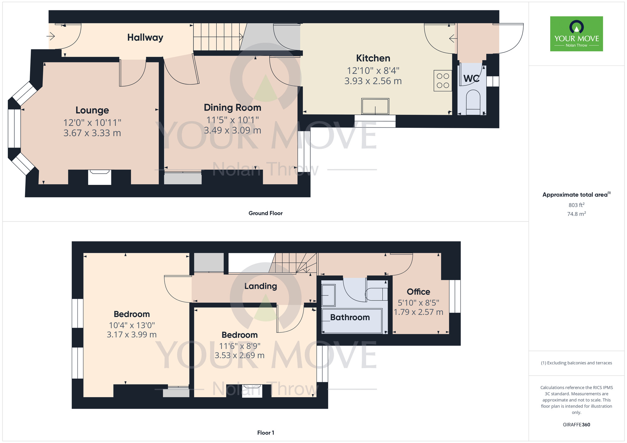 Floorplan of 2 bedroom Mid Terrace House to rent, Clarke Road, Abington, Northampton, NN1