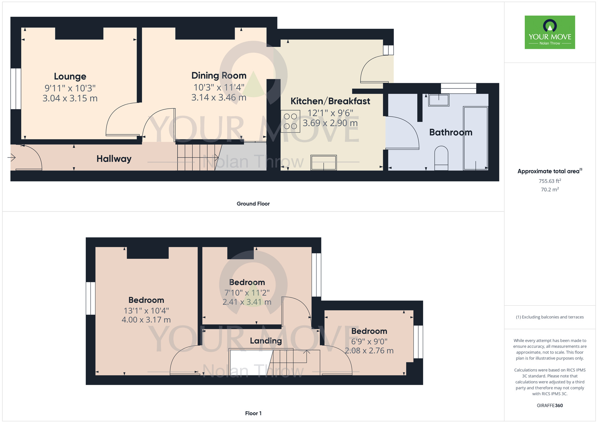 Floorplan of 3 bedroom Mid Terrace House to rent, Northcote Street, Northampton, Northamptonshire, NN2