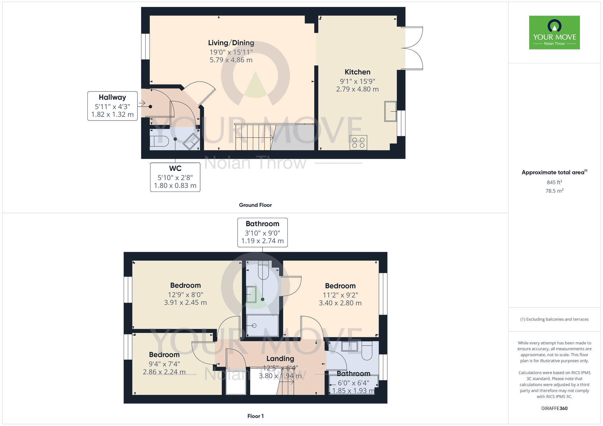 Floorplan of 3 bedroom Mid Terrace House for sale, Sorrel Crescent, Wootton, Northampton, NN4