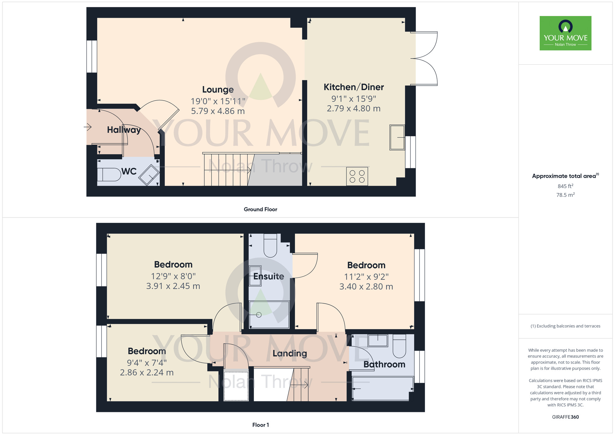 Floorplan of 3 bedroom Mid Terrace House for sale, Sorrel Crescent, Wootton, Northampton, NN4