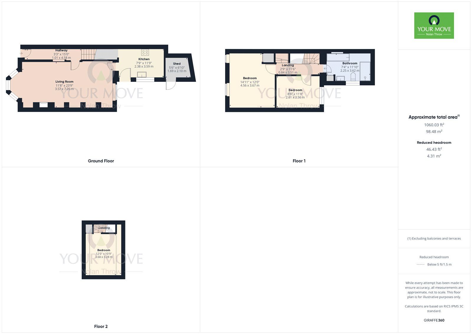 Floorplan of 3 bedroom Semi Detached House for sale, Church Street, Finedon, North Northamptonshire, NN9