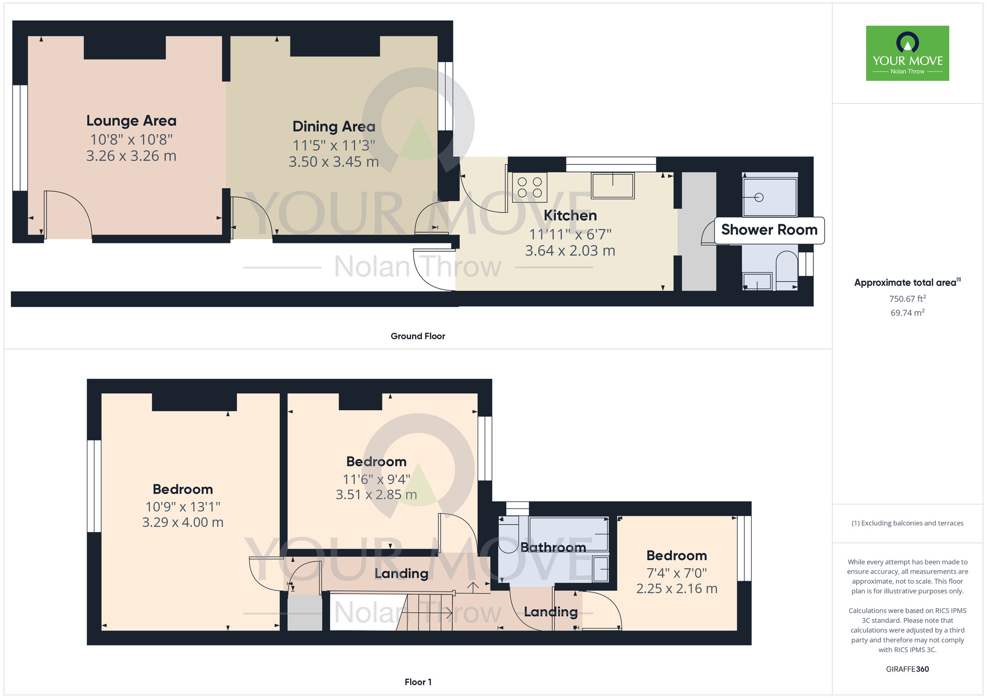 Floorplan of 3 bedroom Mid Terrace House for sale, Bailiff Street, The Mounts, Northampton, NN1