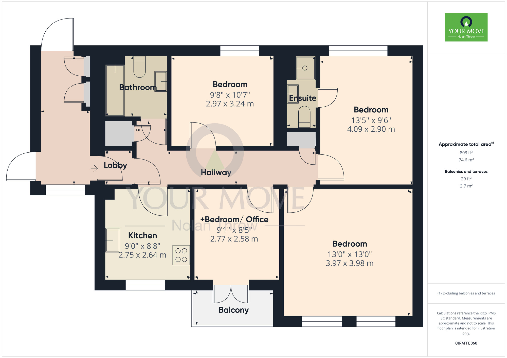 Floorplan of 3 bedroom  Flat to rent, Beckets View, Northampton, NN1