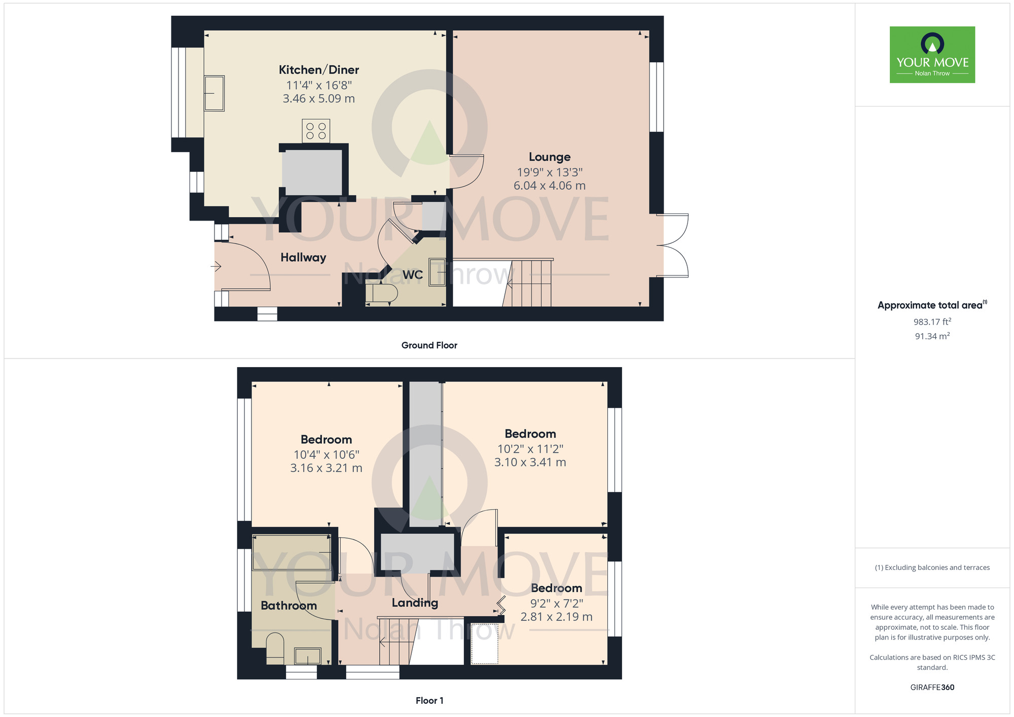 Floorplan of 3 bedroom Semi Detached House for sale, Stone Hill Court, The Arbours, Northampton, NN3
