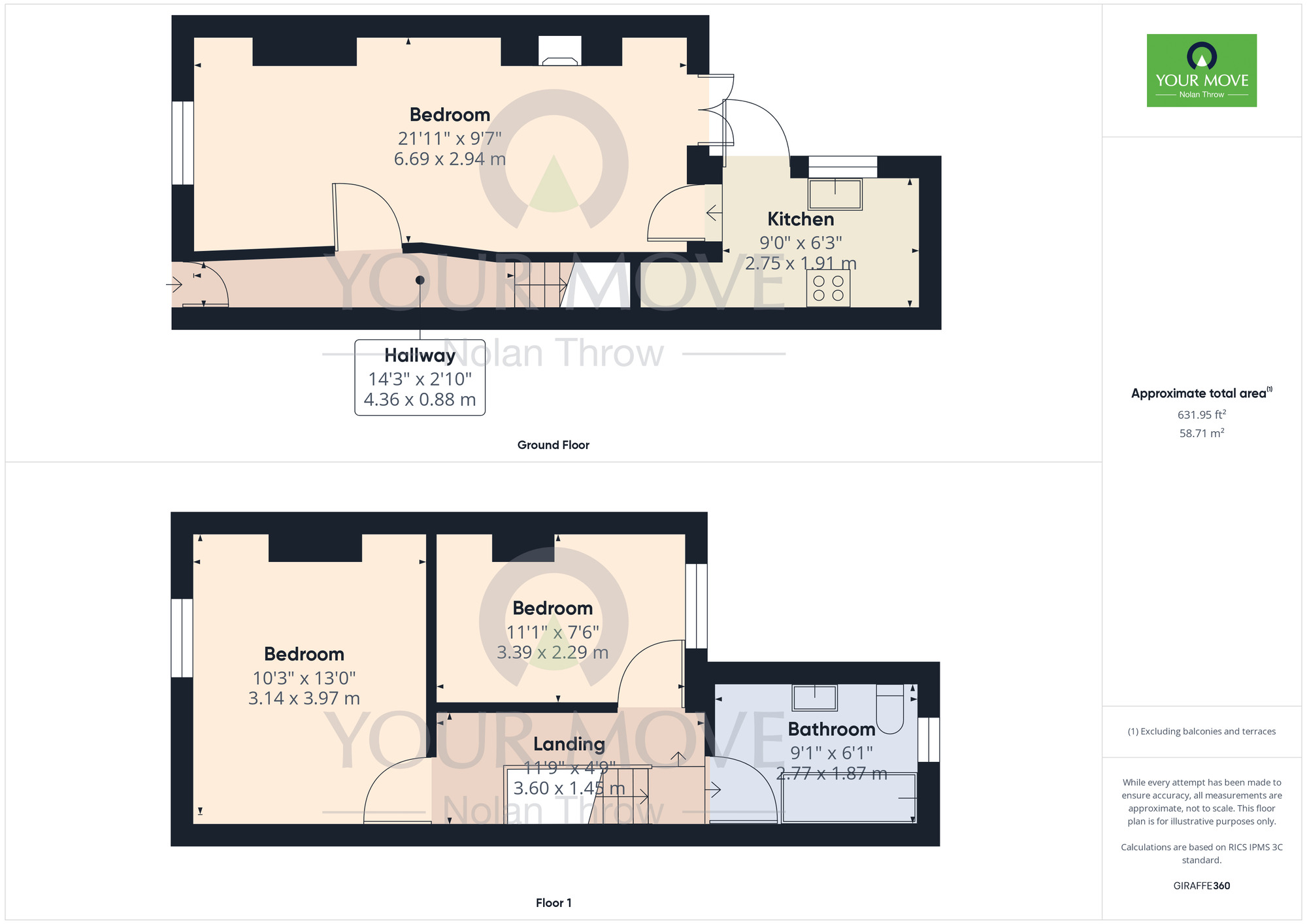 Floorplan of 2 bedroom Mid Terrace House to rent, Lower Adelaide Street, Northampton, Northamptonshire, NN2