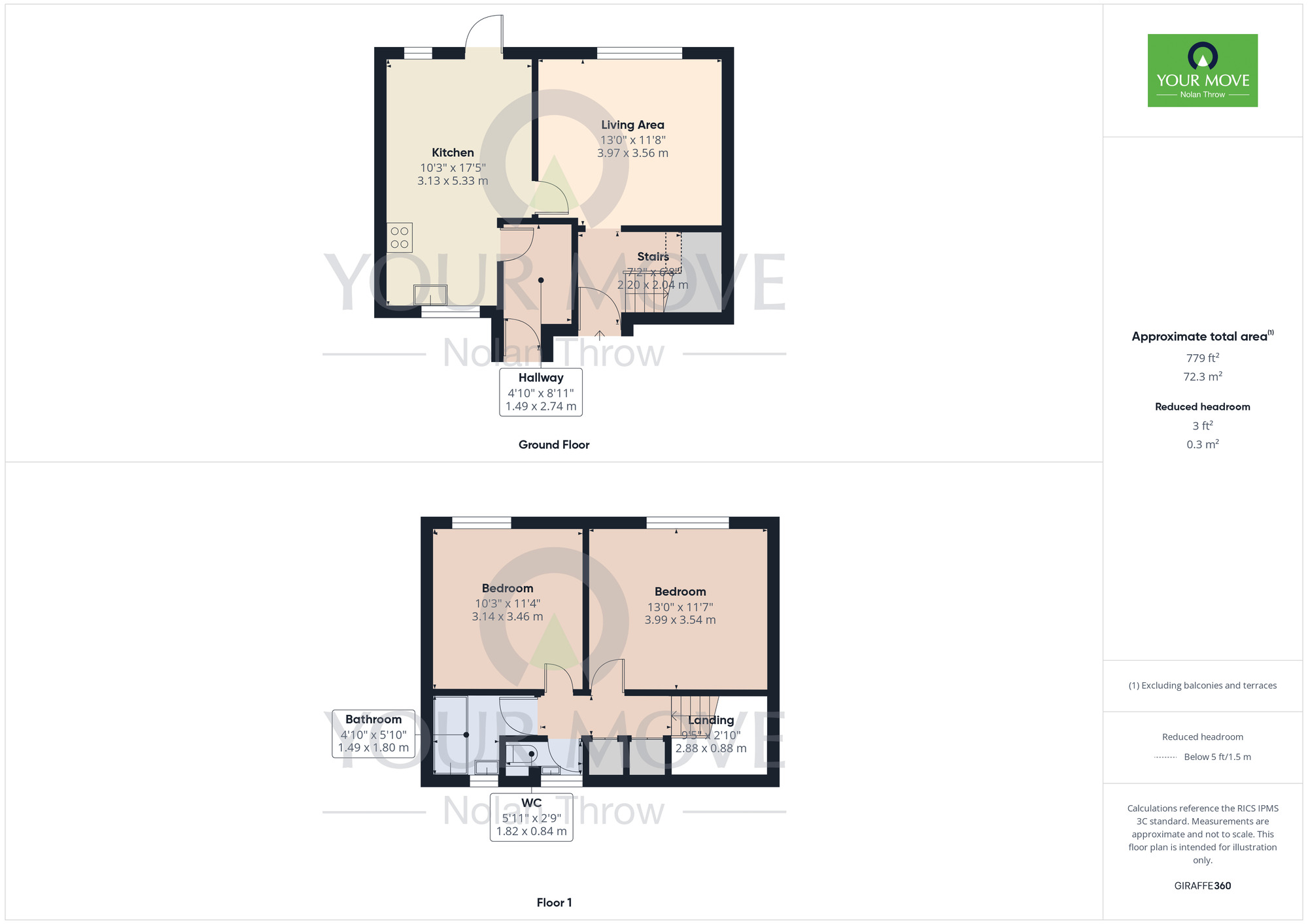 Floorplan of 2 bedroom Mid Terrace House for sale, Melbury Place, Northampton, Northamptonshire, NN3