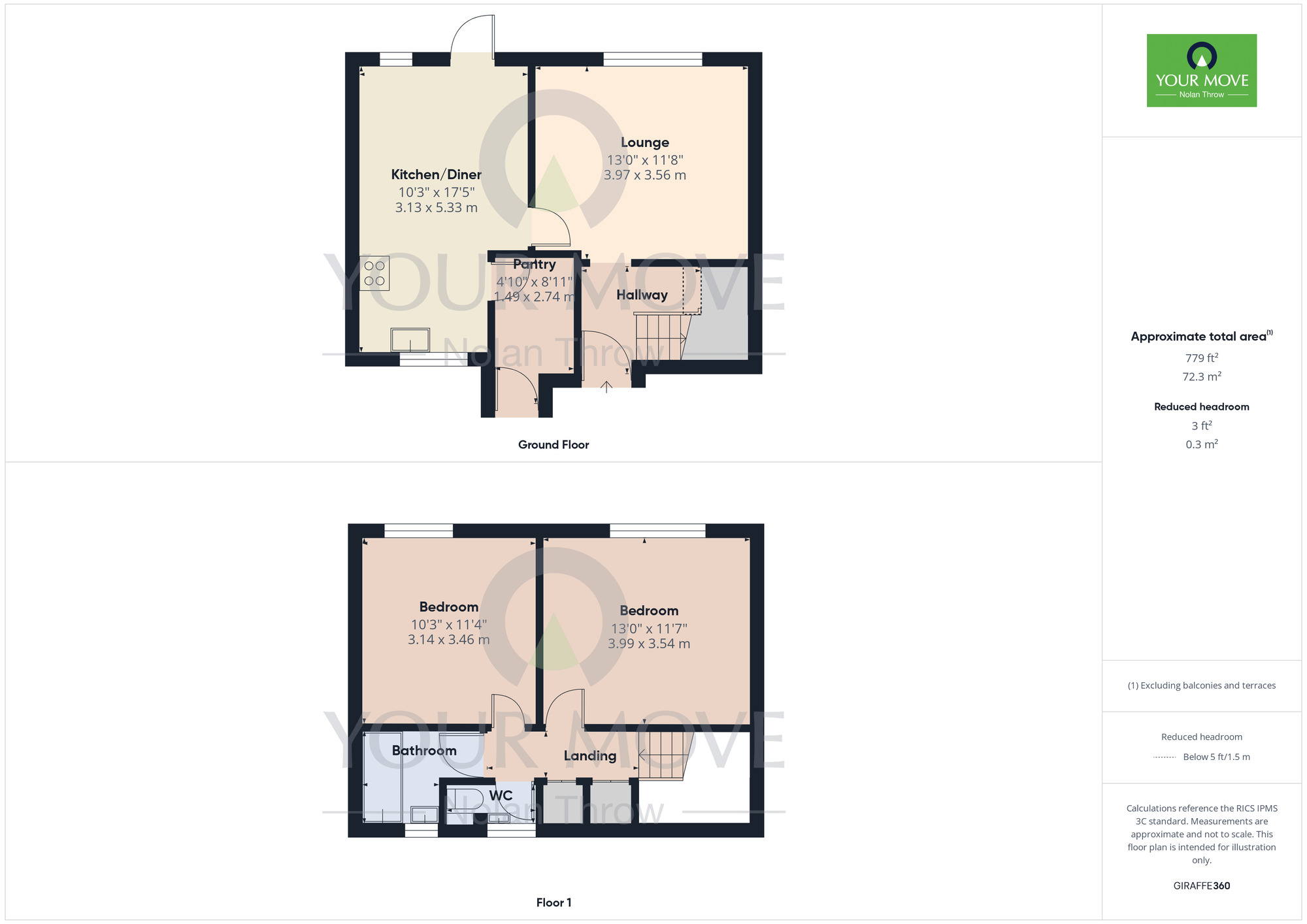 Floorplan of 2 bedroom Mid Terrace House for sale, Melbury Place, Woodfields, Northampton, NN3
