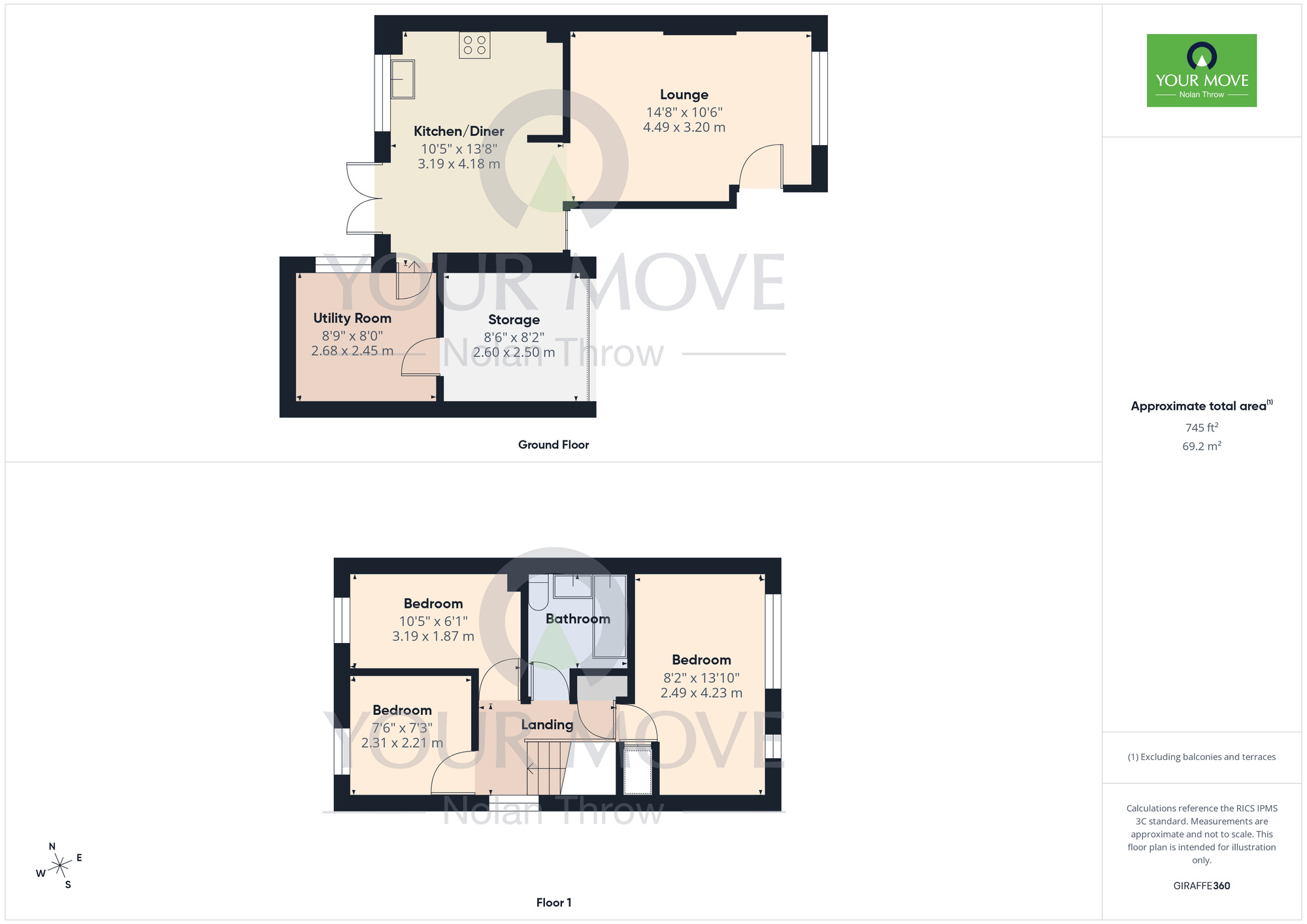 Floorplan of 3 bedroom Semi Detached House to rent, Probyn Close, Southfields, Northamptonshire, NN3